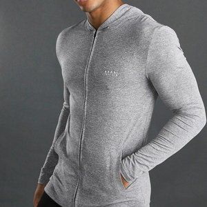 Boohoo Man Med Active Muscle Fit Marl Zip Hoodie